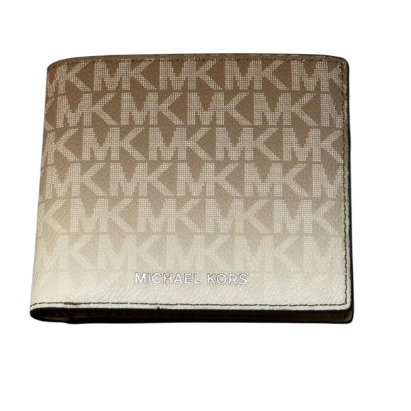 NWT Michael Kors Cooper Men Ombré Signature Logo Billfold Card ID Wallet - Husk - Picture 7 of 12